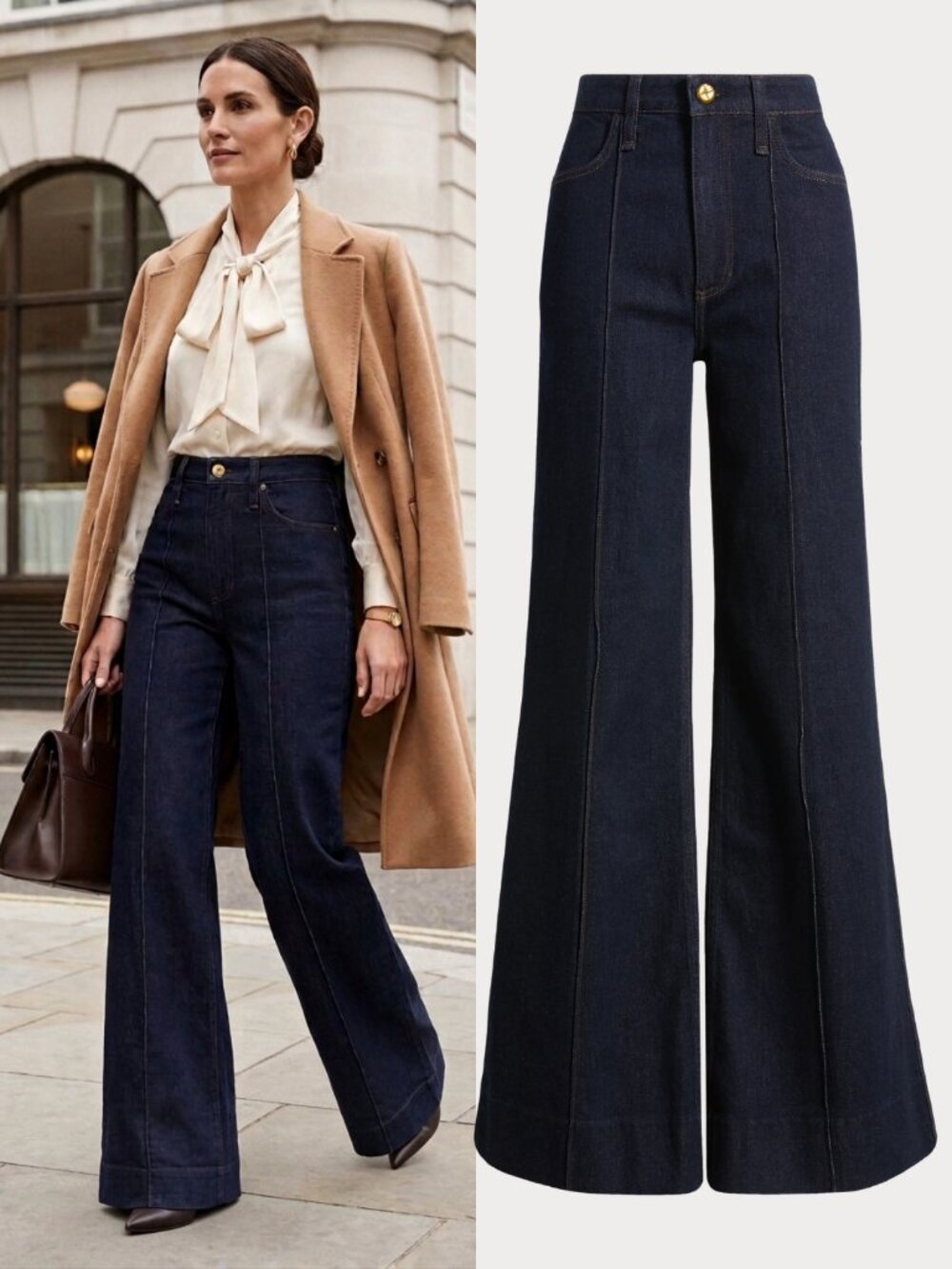 rag & bone Skylar High Rise Flare Jeans Dark Rinse Indigo Wide Leg Trouser Denim